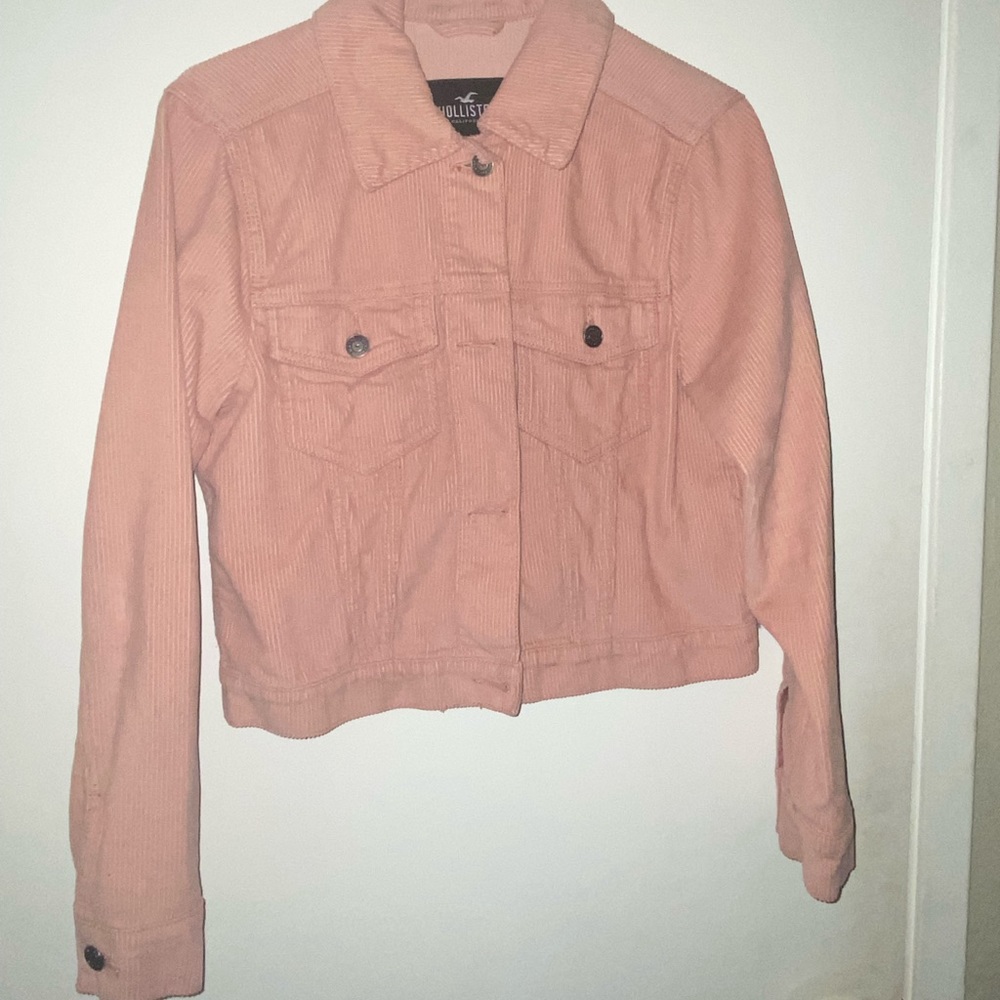 Pink corduroy cropped Hollister jacket